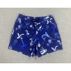 Polo Ralph Lauren Blue Hawaii Print Swim Trunks Mesh Lined 81001 Men's Large